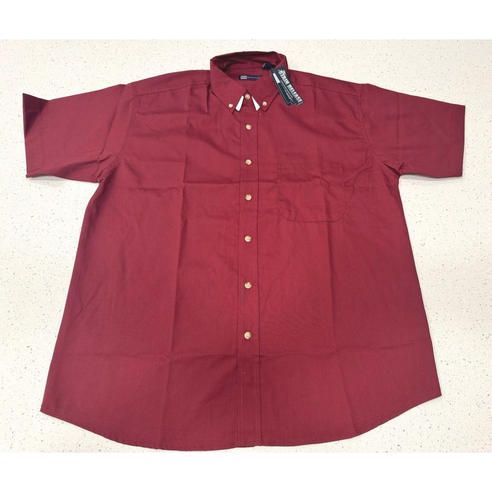 New Blue Generation Men's Maroon Superblend  Short Sleeve L Button Up Shirt